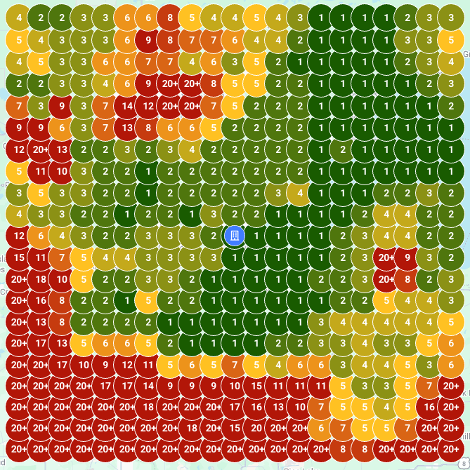 Range Water Maps ranking grid - Profile 1